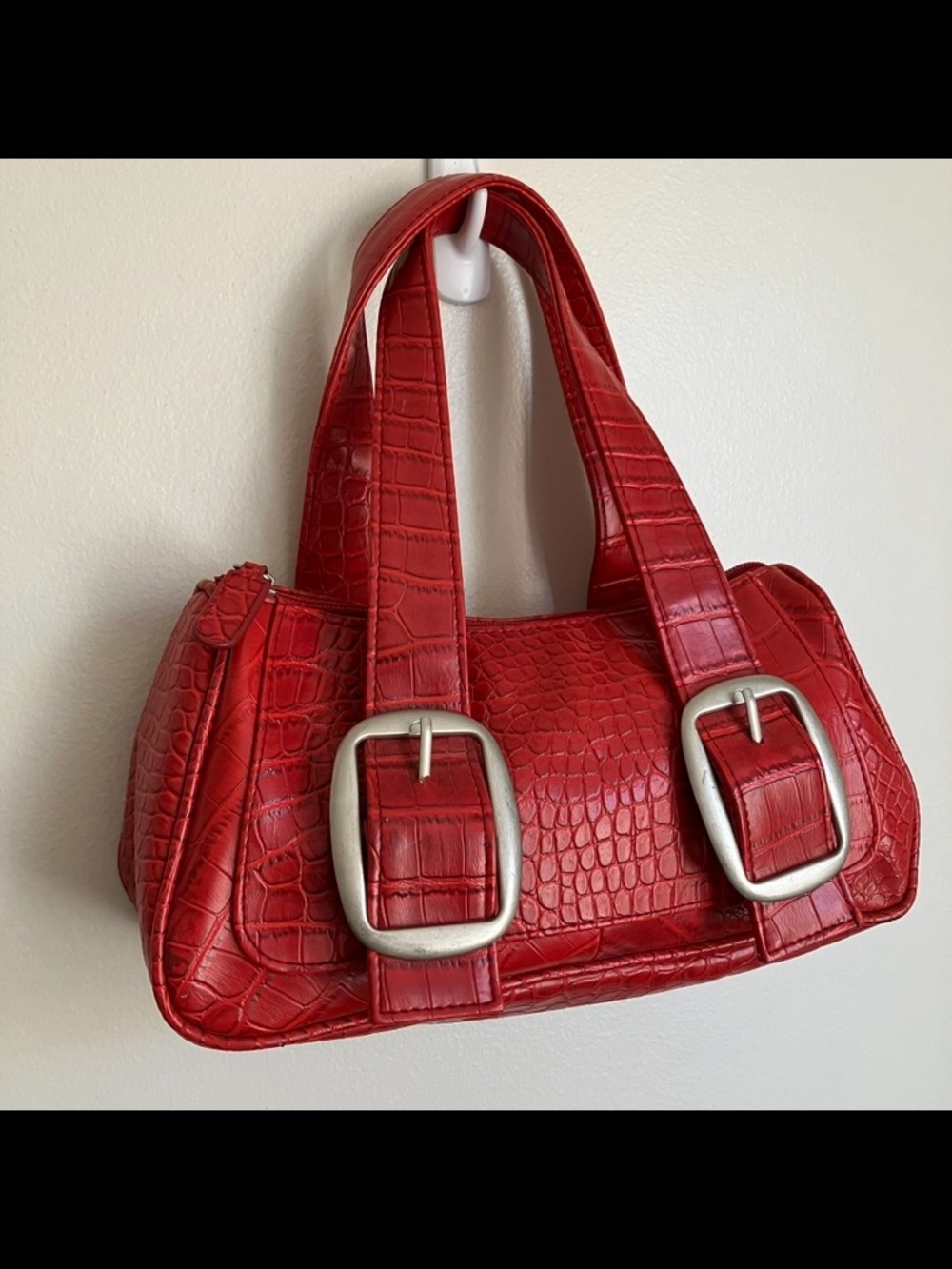 Vintage Red Croc Print Bag